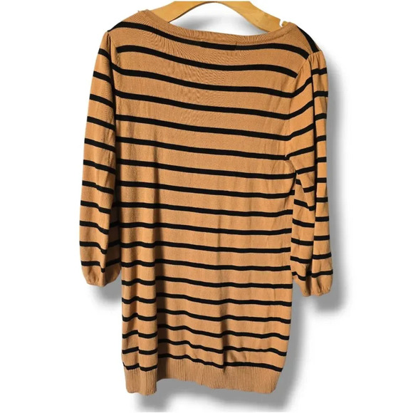 Forever 21 women's brown striped shoulder button detailing tunic sweater medium - Picture 4 of 8